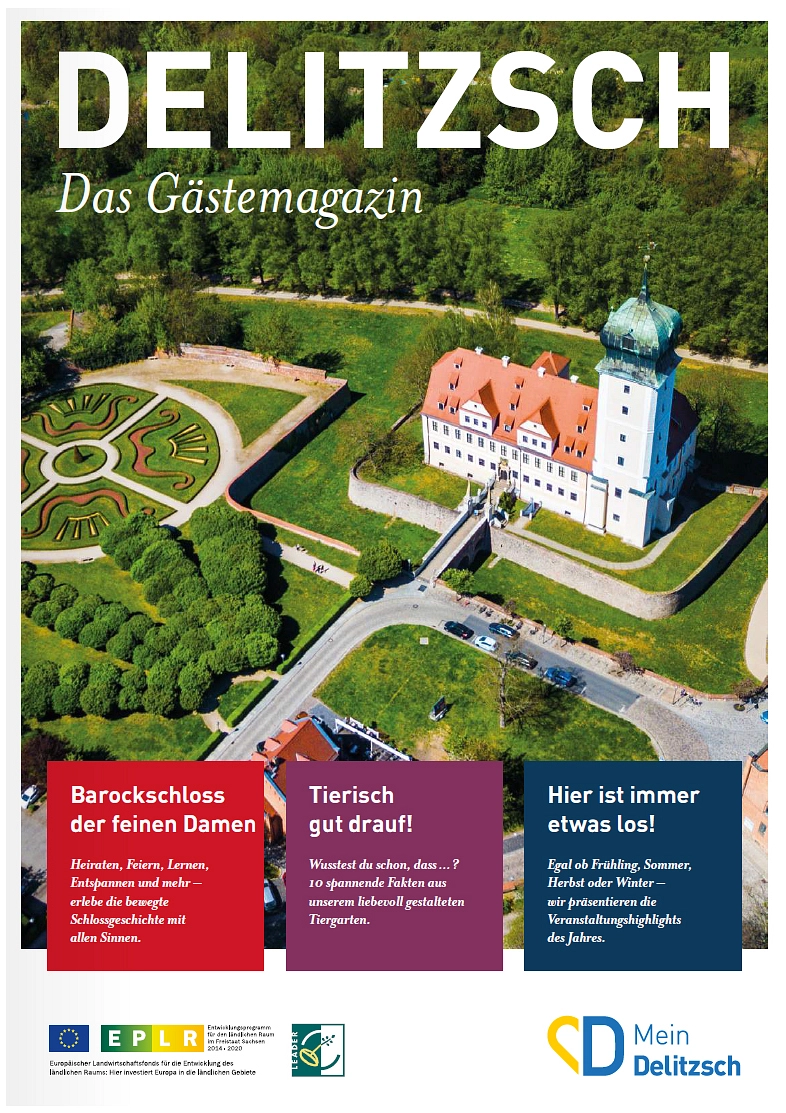 Das Bild zeigt die Titelseite des Gästemagazins der Stadt Delitzsch für das Jahr 2021. © Ungestalt GbR