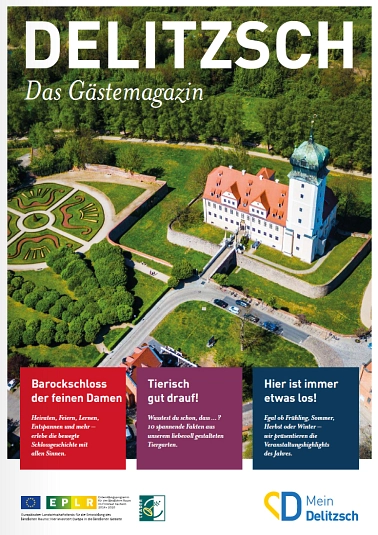 Das Bild zeigt die Titelseite des Gästemagazins der Stadt Delitzsch für das Jahr 2021.